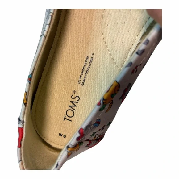 TOMS Christmas Cats Slip On Flats Size 9 - Picture 2 of 6